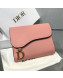Dior Saddle Grained Calfskin Mini Flap Wallet Pink 2019