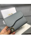 Dior Saddle Grained Calfskin Mini Flap Wallet Light Blue 2019