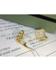 VanCleef&Arpels Crystal Clover Stud Earrings Yellow Gold