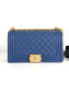 Chanel Quilted Calfskin Medium Flap Bag A67086 Blue 2019