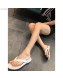 Chanel Flat Leather Pearl Slide Thong Sandal White 2019
