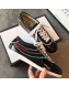 Gucci Crystal Stripes Sneakers in Black Patent Crinkled Leather 2019