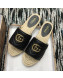 Gucci Leather Espadrille Slide Sandal 573028 Black 2019