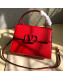 Valentino Small VSLING Grainy Calfskin Top Handle Bag 0530S Red 2019