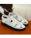 The Row Grained Calfskin Flat Roman Sandals White 2022 030739