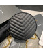 Saint Laurent Vinyle Round Camera Bag in Chevron Grained Leather 610436 Black 2019