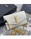 Saint Laurent Uptown Envelope Chain Wallet WOC in Grained Leather 607788 White 2019