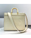 Fendi Sunshine Medium Shopper Tote Bag in Metal Stitching Leather White 2021