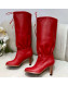 Gucci Leather Tied Mid-heel High Knee Boot 549680 Red 2019
