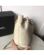 Chanel Quilted Leather Chain Drawstring Small Bucket Bag White 2019