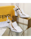 Fendi F Charm Leather Slingback Pump White 2019