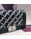 Chanel Wave Sequins Medium Boy Flap Bag A67086 Black/White/Silver 2019