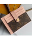 Louis Vuitton Monogram Canvas and Calfskin Porte Cartes Double Zipped Card Holder M66532 Pink 2019
