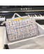 Chanel Tweed Medium Flap Bag White/Blue/Pink 2019