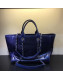 Chanel Deauville Vintage Waxed Calfskin Medium Shopping Bag Blue 2019