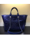 Chanel Deauville Vintage Waxed Calfskin Medium Shopping Bag Blue 2019