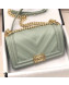 Chanel Calfskin Patchwork Chevron Medium Boy Flap Bag A67086 Light Green 2019