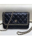 Chanel Quilted Lambskin Chain Trim Wallet on Chain WOC AP0674 Black 2019