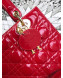 Dior My Lady Dior Medium Bag in Patent Cannage Calfskin Bright Red/Gold 2019