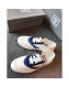 Chanel White Fabric Sneaker with Blue Lambskin Leather Trim 2019