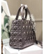 Dior Lady Dior Medium Bag in Cannage Metallic Leather Grey/Silver 2019