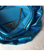 Bottega Veneta Large The Pouch Clutch in Crinkled Metallic Leather Blue 2019