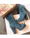 Dior D-Rise Suede Zipped High-Heel Ankle Short Boot Blue 2019