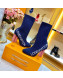 Louis Vuitton Silhouette Oversized Signature Stretch High-Heel Ankle Short Boot Blue 2019