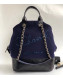 Chanel Embroidered Wool and Calfskin Large Top Handle Bag A57521 Black/Blue 2019