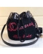Chanel Embroidered Wool and Calfskin Bucket Bag A57521 Black/Red 2019