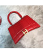 Balenciaga Hourglass Small Top Handle Bag in Smooth Leather Red/Gold 2019