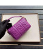 Fendi Baguette Mini FF Logo Lambskin Flap Bag Purple 2019