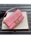 Fendi Baguette Medium FF Logo Lambskin Flap Bag Pink 2019