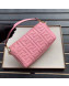 Fendi Baguette Medium FF Logo Lambskin Flap Bag Pink 2019