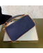 Fendi Baguette Large Denim Flap Bag Dark Blue/Neon Orange 2019