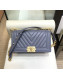 Chanel Chevron Grained Calfskin Medium Boy Flap Bag A67085 Dusty Blue/Gold 2019