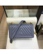 Chanel Chevron Grained Calfskin Medium Boy Flap Bag A67085 Dusty Blue/Gold 2019