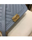 Chanel Chevron Grained Calfskin Medium Boy Flap Bag A67086 Light Blue/Gold 2019