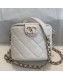 Chanel Quilted Lambskin Chain Round Vanity Case AS1355 White 2019