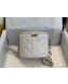 Chanel Quilted Lambskin Chain Round Vanity Case AS1355 White 2019