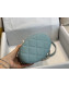 Chanel Quilted Lambskin Chain Round Vanity Case AS1355 Blue 2019