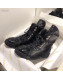 Chanel Patent Leather Lambskin Fur High-top Sneakers G35079 Black 2019