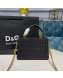 Dolce&Gabbana Small Devotion Lurex Fabric Top Handle Bag Black 2019