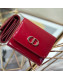 Dior Medium 30 Montaigne Lotus Patent Leather Wallet Red 2019