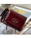 Dior Medium 30 Montaigne Lotus Patent Leather Wallet Burgundy 2019