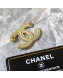 Chanel Crystal CC Brooch Gold/White 2019