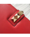 Valentino Medium Chain Box Shoulder Bag in Calfskin Red 2019