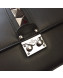 Valentino Medium Chain Box Shoulder Bag in Calfskin Black/Silver Grey 2019
