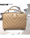 Chanel Quilted and Chevron Calfskin Large Flap Bag with Top Handle AS0712 Beige 2019