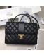 Chanel Quilted and Chevron Calfskin Large Flap Bag with Top Handle AS0712 Black 2019